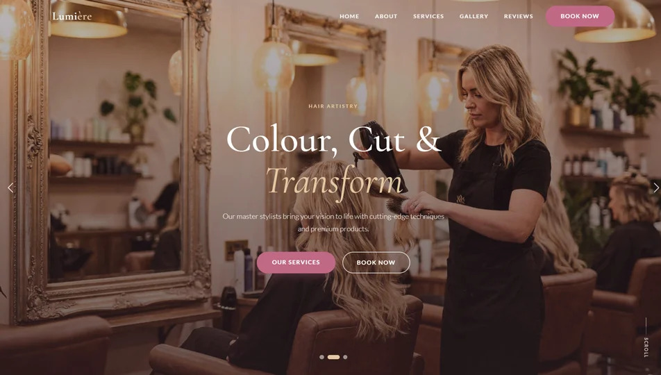 Beauty business website with online booking